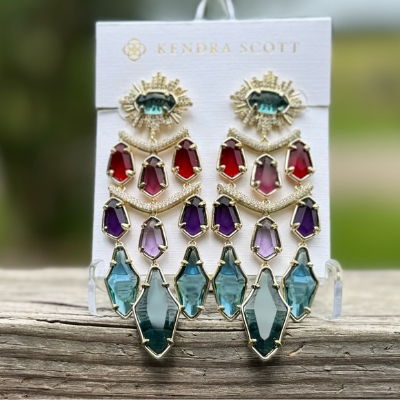 NWT Kendra Scott Alexandria Tiered Statement Earrings in Multi Mix - Picture 4 of 4